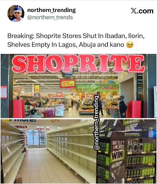 Shoprite Stores Shut in Ibadan, Ilorin as Shelves Go Empty in Lagos, Abuja