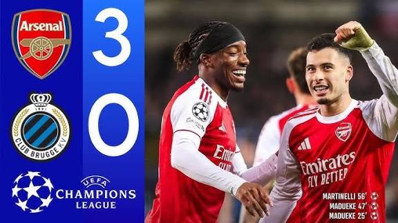 Arsenal cruise past Club Brugge as Madueke, Martinelli shine in Champions League